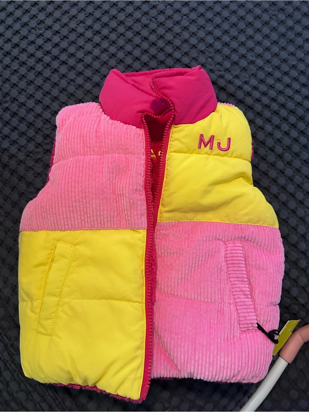 Marc Jacobs Kids Colorblock Puffer Vest in Hot Pink and Yellow